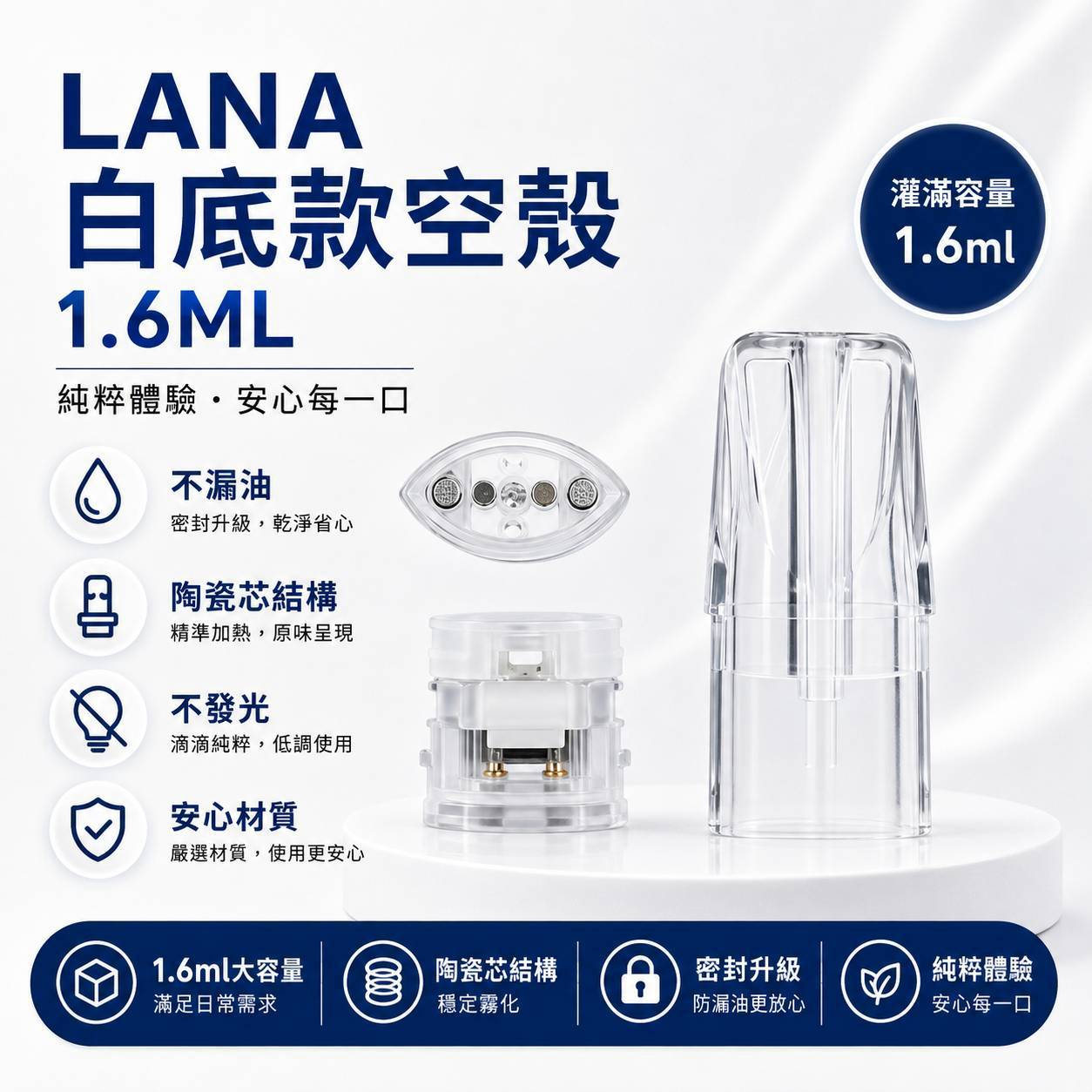 LANA 空煙彈殼 1.6ML｜小容量空倉／空煙彈／空殼｜一代通用